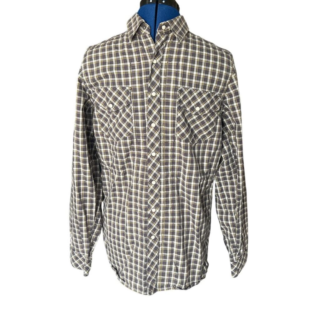 5.11 Tactical Brown Plaid Western Shirt Men's Size S Pearl Snaps Cowboy Workwear